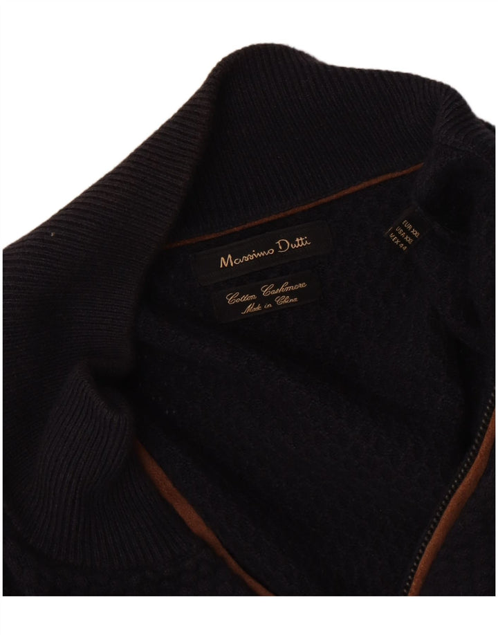 Massimo Dutti Pull Cardigan Homme 2XL Bleu Marine Coton