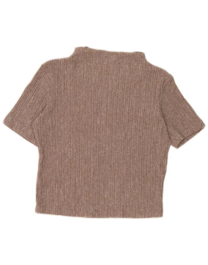 Zara Womens Crop Blouse Top UK 10 Petit Marron