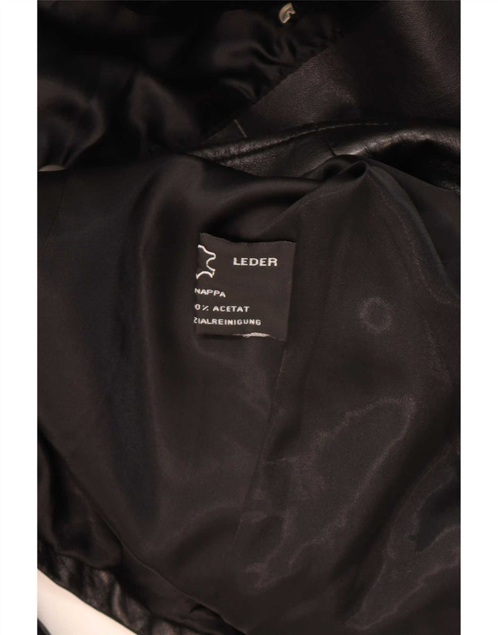 manteau en cuir femme vintage UK 10 Petit Noir