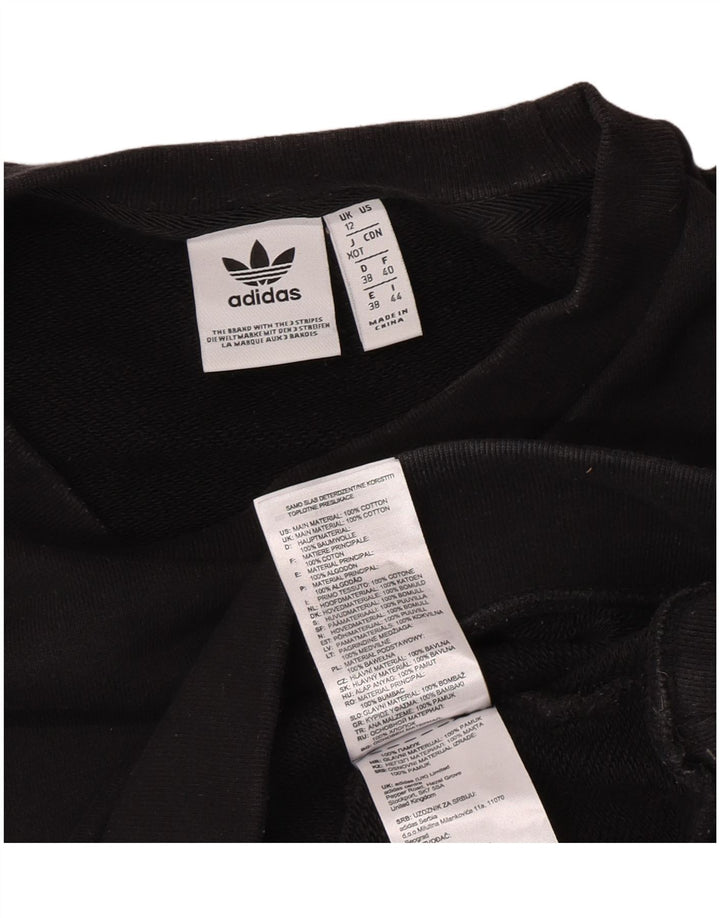 Adidas Sweat-shirt surdimensionné graphique pour femme UK 12 en coton noir moyen