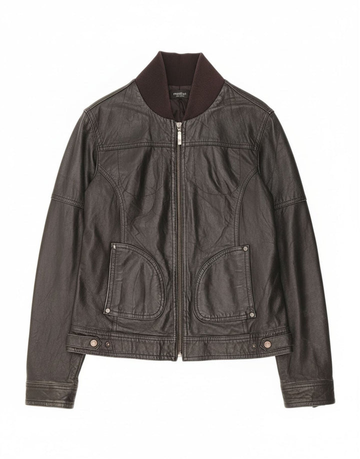 MOTIVI Veste en cuir pour femme UK 14 Medium Noir