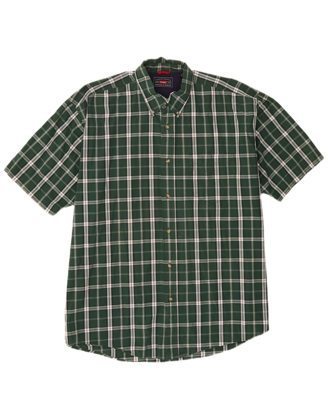 Wrangler Chemise à manches courtes pour homme XL en coton à carreaux verts