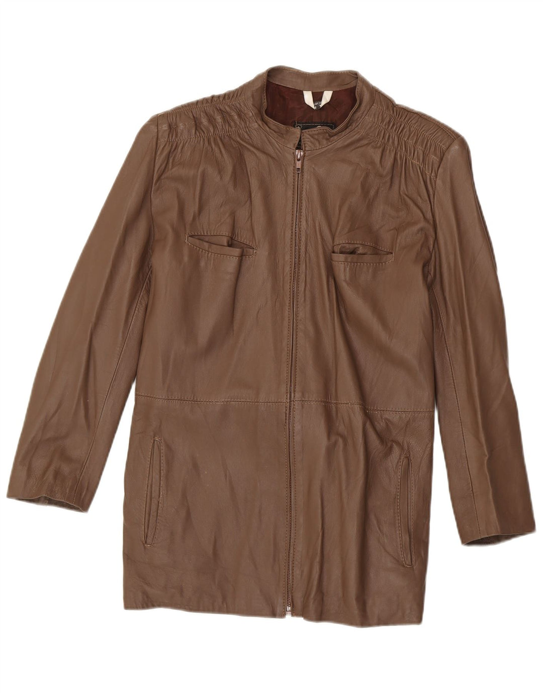 manteau en cuir femme vintage UK 14 Cuir brun moyen