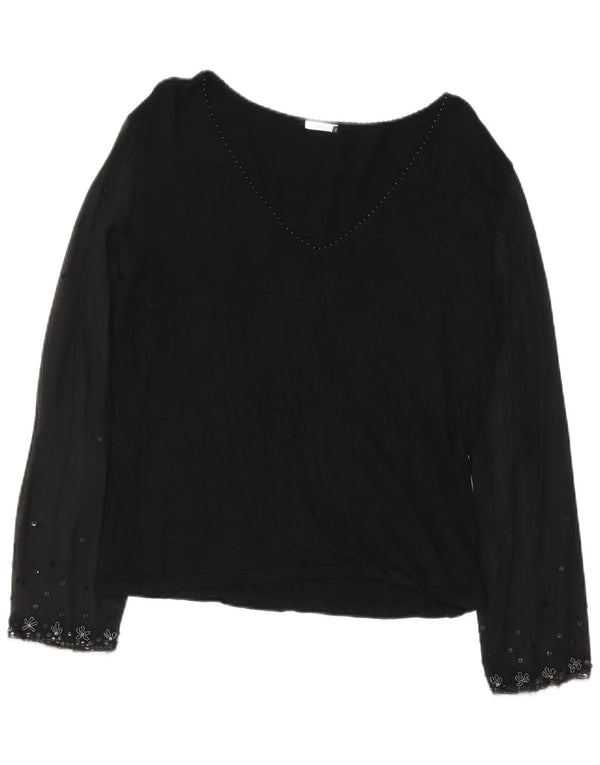 Marella Chemisier à manches longues pour femme UK 46 Large Viscose florale noire