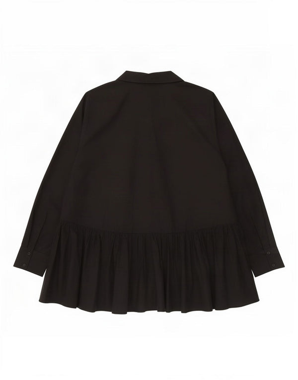 Zara Chemisier surdimensionné à manches longues pour femme UK 10 Petit coton noir