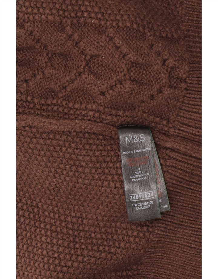 Marks & Spencer Pull col roulé pour femme UK 10 Petit Acrylique Marron