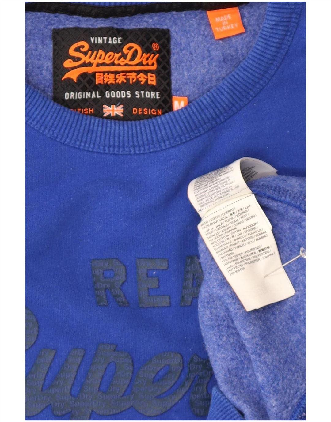 Superdry Sweat-Shirt Graphique Homme Bleu Moyen Coton