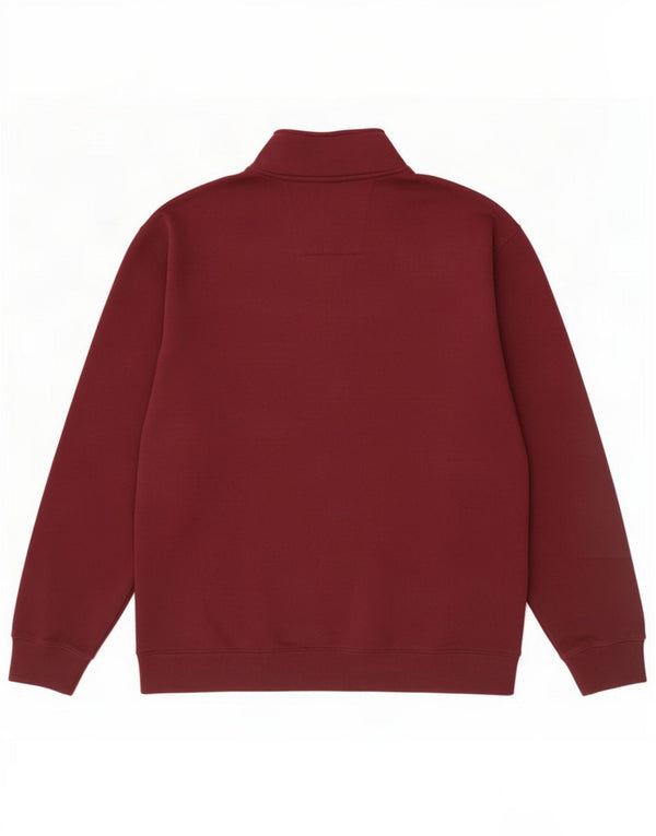 Nautica Mens Zip Neck Sweatshirt Jumper 2XL Maroon Cotton