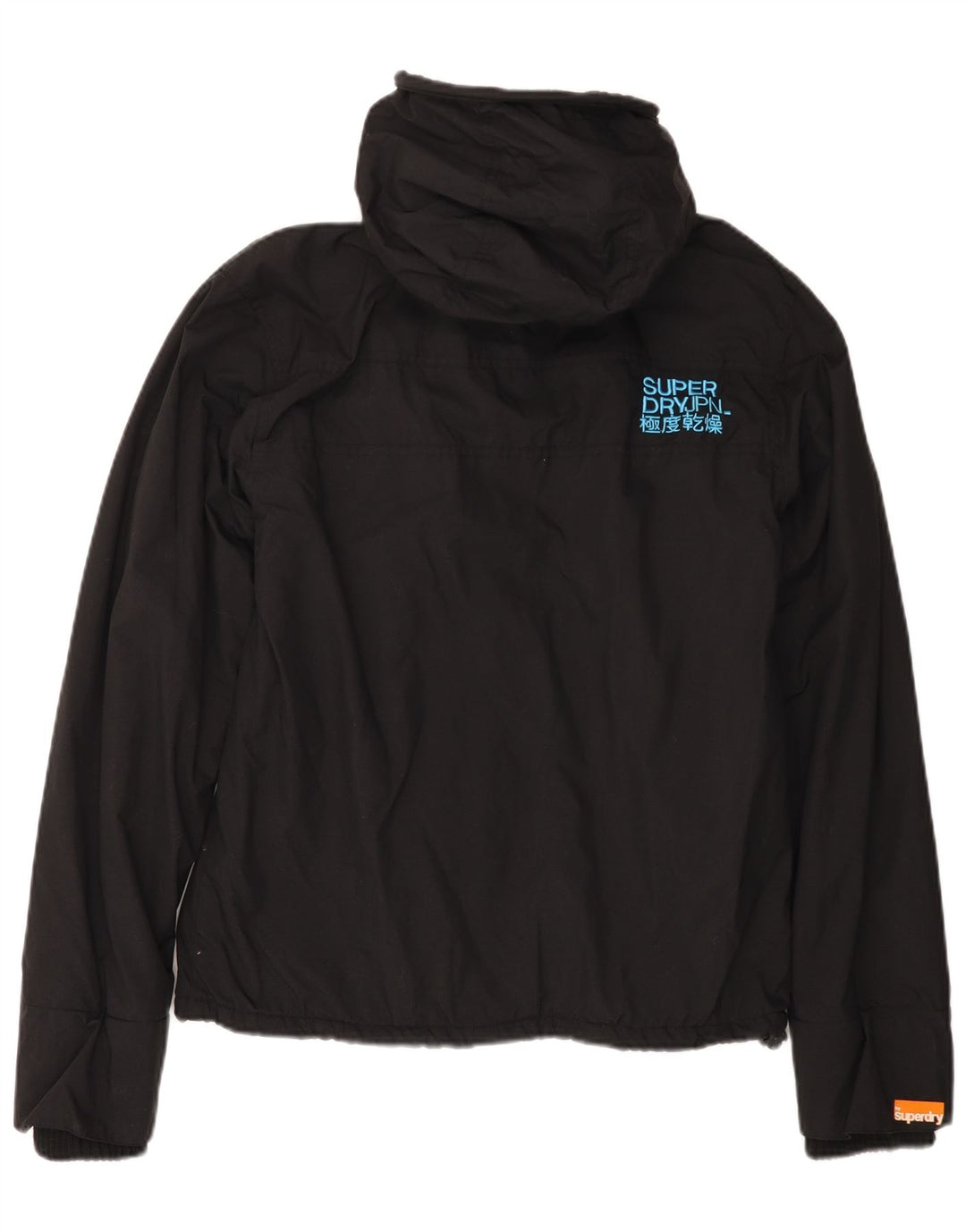 SUPERDRY Veste coupe-vent à capuche pour femme UK 16 Large Noir Nylon