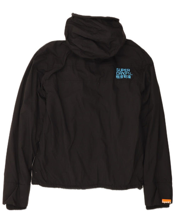 SUPERDRY Veste coupe-vent à capuche pour femme UK 16 Large Noir Nylon