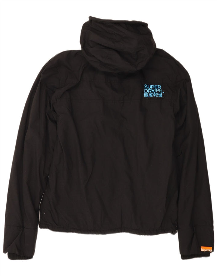 SUPERDRY Veste coupe-vent à capuche pour femme UK 16 Large Noir Nylon