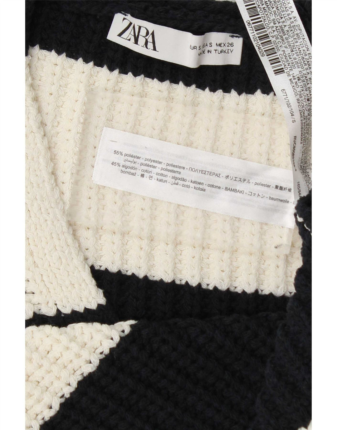 Zara Femme Débardeur UK 10 Petit Polyester Rayé Noir