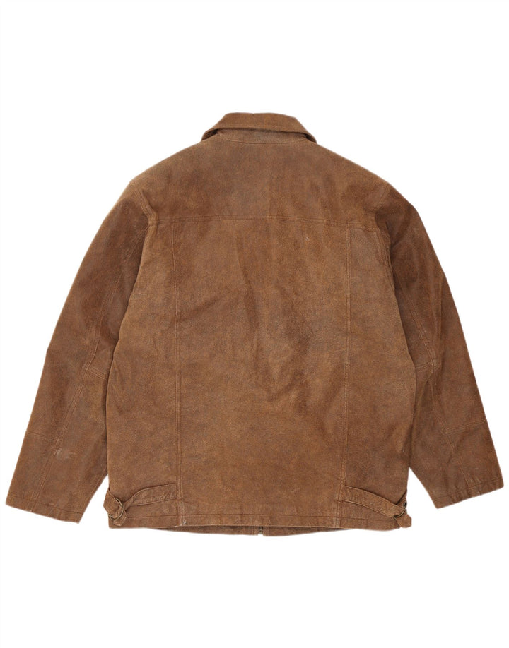 veste en cuir homme vintage UK 38 Cuir brun moyen