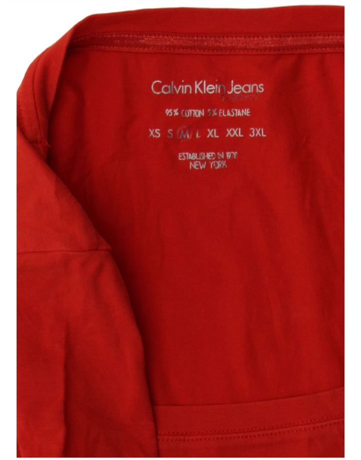 Calvin Klein Jeans T-shirt graphique pour femme UK 12 Rouge moyen Coton