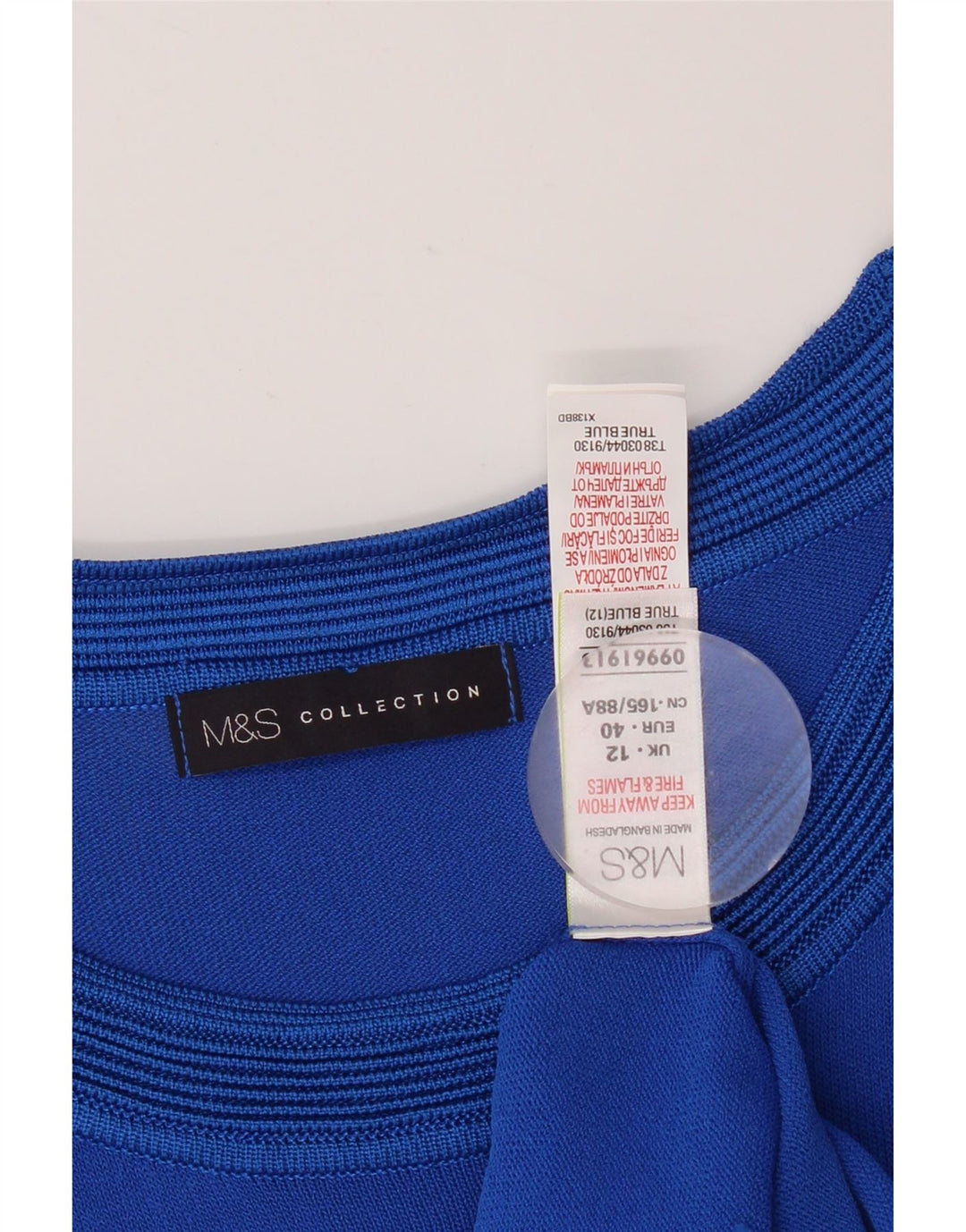 Marks & Spencer Chemisier Top UK 12 Bleu Moyen Géométrique Viscose Femme