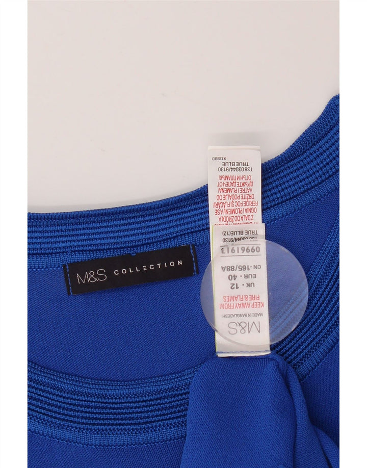 Marks & Spencer Chemisier Top UK 12 Bleu Moyen Géométrique Viscose Femme
