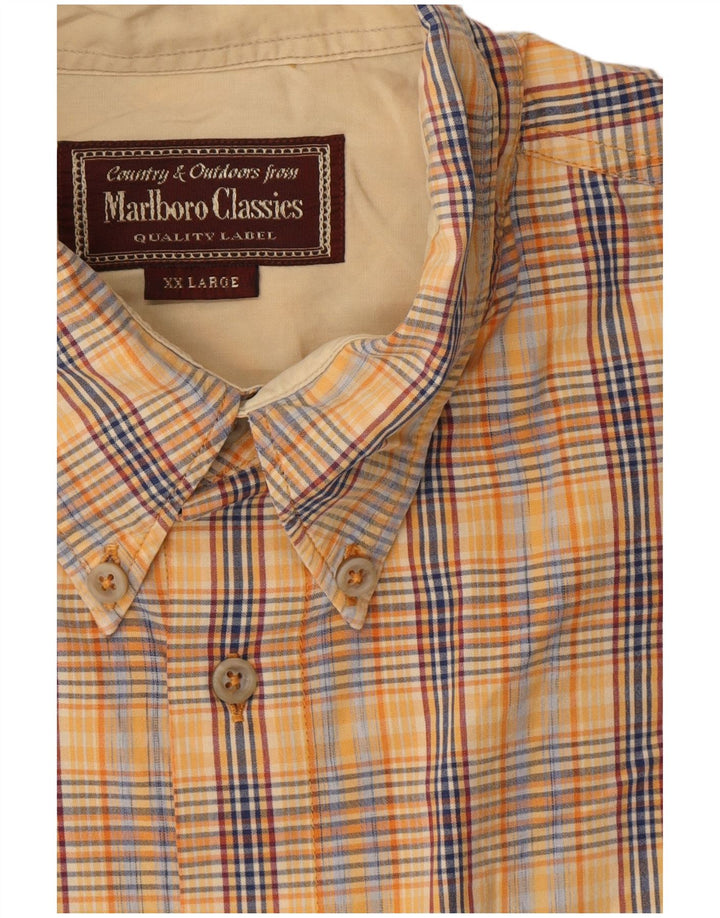 Marlboro Classics Chemise à manches courtes pour homme 2XL Beige à carreaux