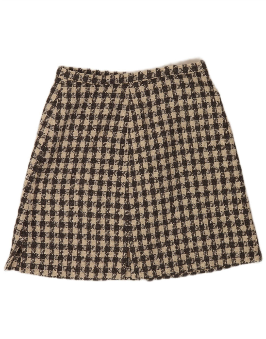 vintage Femme Jupe A-Line W32 Grand Carreau Beige