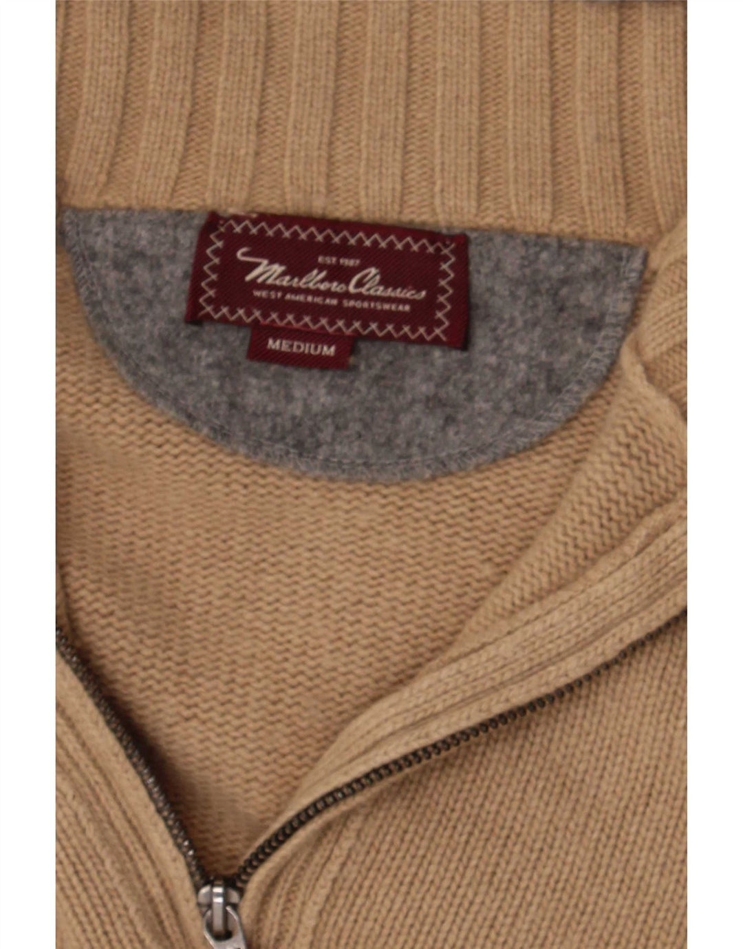 Marlboro Classics Pull Col Zippé Homme Beige Moyen