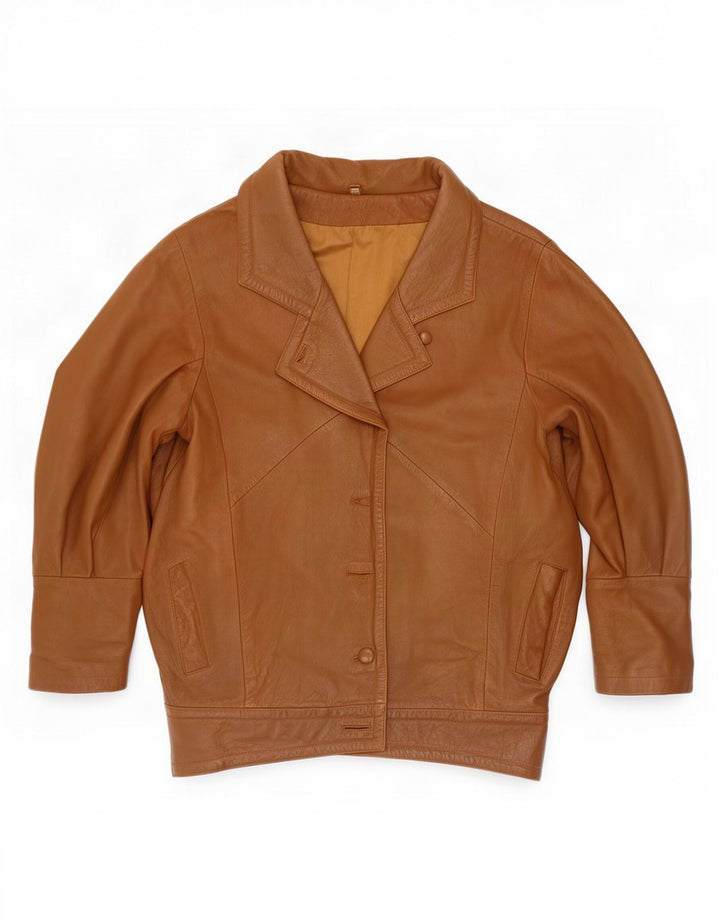 Manteau en cuir chauve-souris femme vintage EU 40 brun moyen