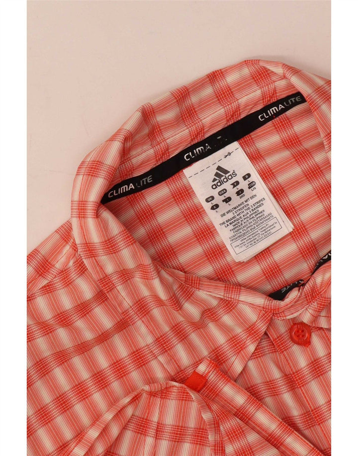 Adidas Chemise à manches courtes Climalite pour homme en polyester à carreaux orange