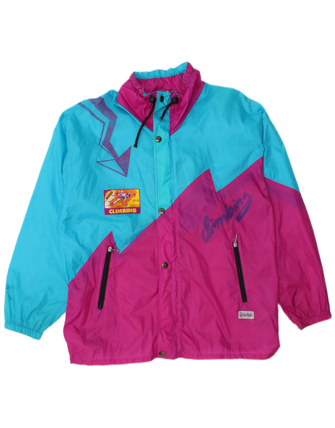 veste de ski graphique homme vintage UK 46/48 2XL Bleu Colourblock Polyamide