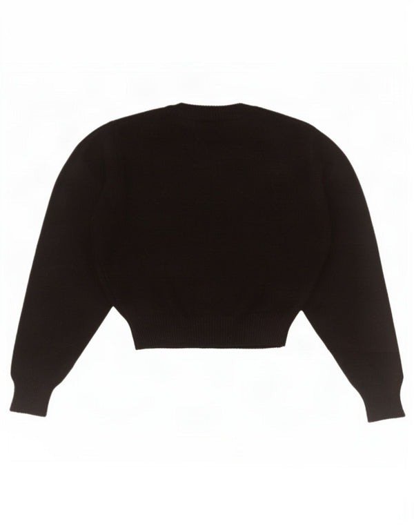 Zara Pull court à col rond pour femme UK 10 Small Noir Viscose