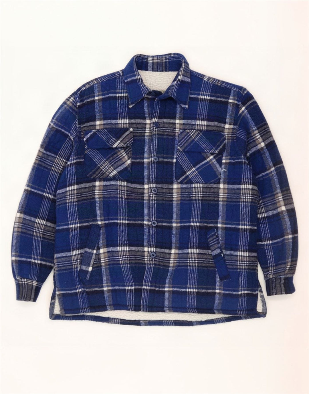 vintage Mens Lumberjack Flanelle Chemise XL Bleu Marine Check