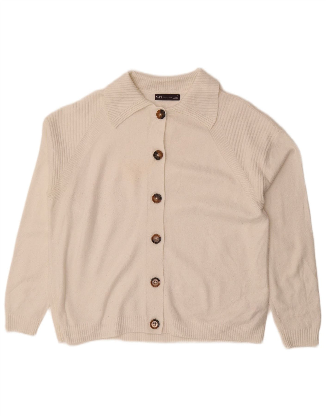 Marks & Spencer Pull cardigan coupe ample pour femme UK 14 Blanc moyen