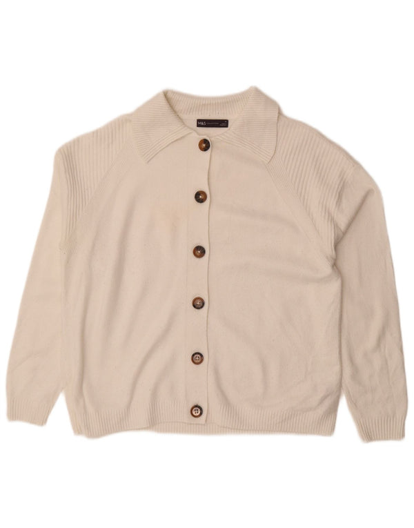Marks & Spencer Pull cardigan coupe ample pour femme UK 14 Blanc moyen