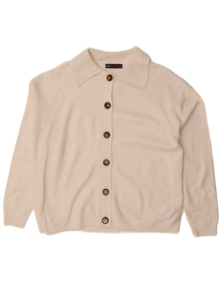 Marks & Spencer Pull cardigan coupe ample pour femme UK 14 Blanc moyen