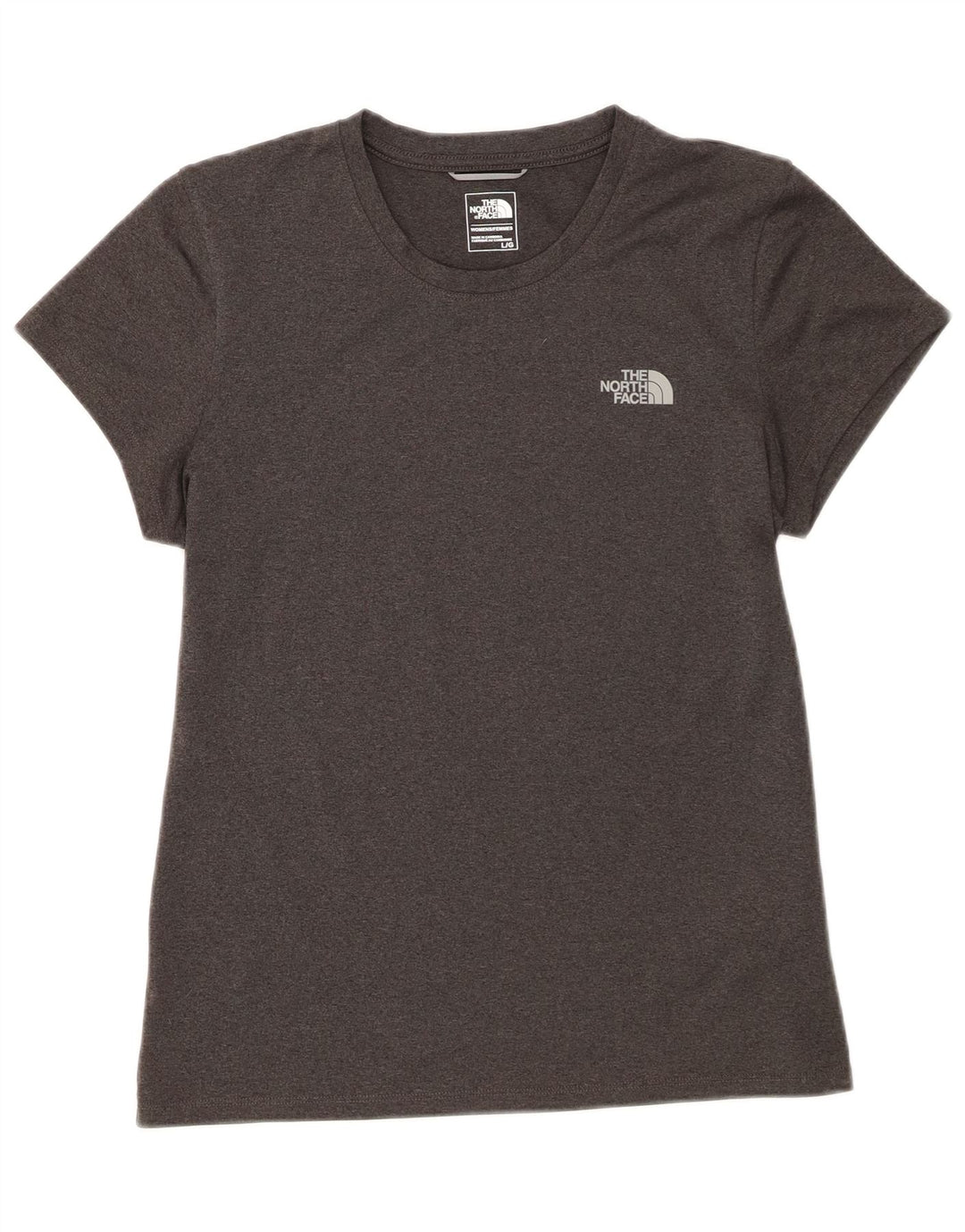 The North Face T-Shirt Femme Top UK 14 Large Gris Polyester