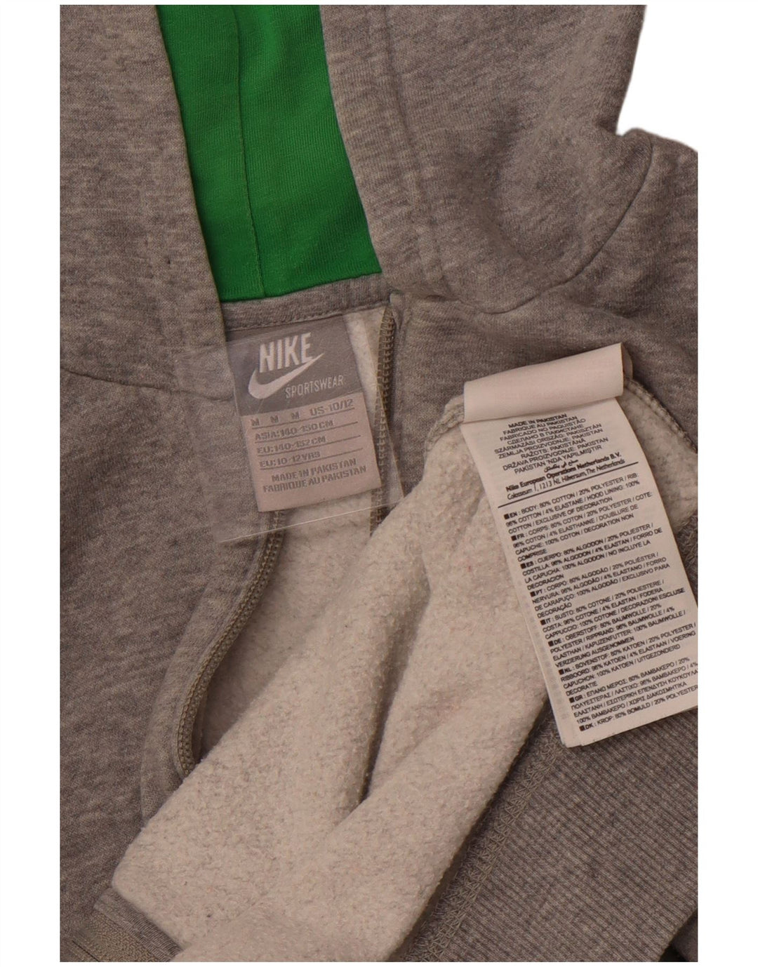 NIKE Pull à capuche zippé fille 10-11 ans Coton gris moyen