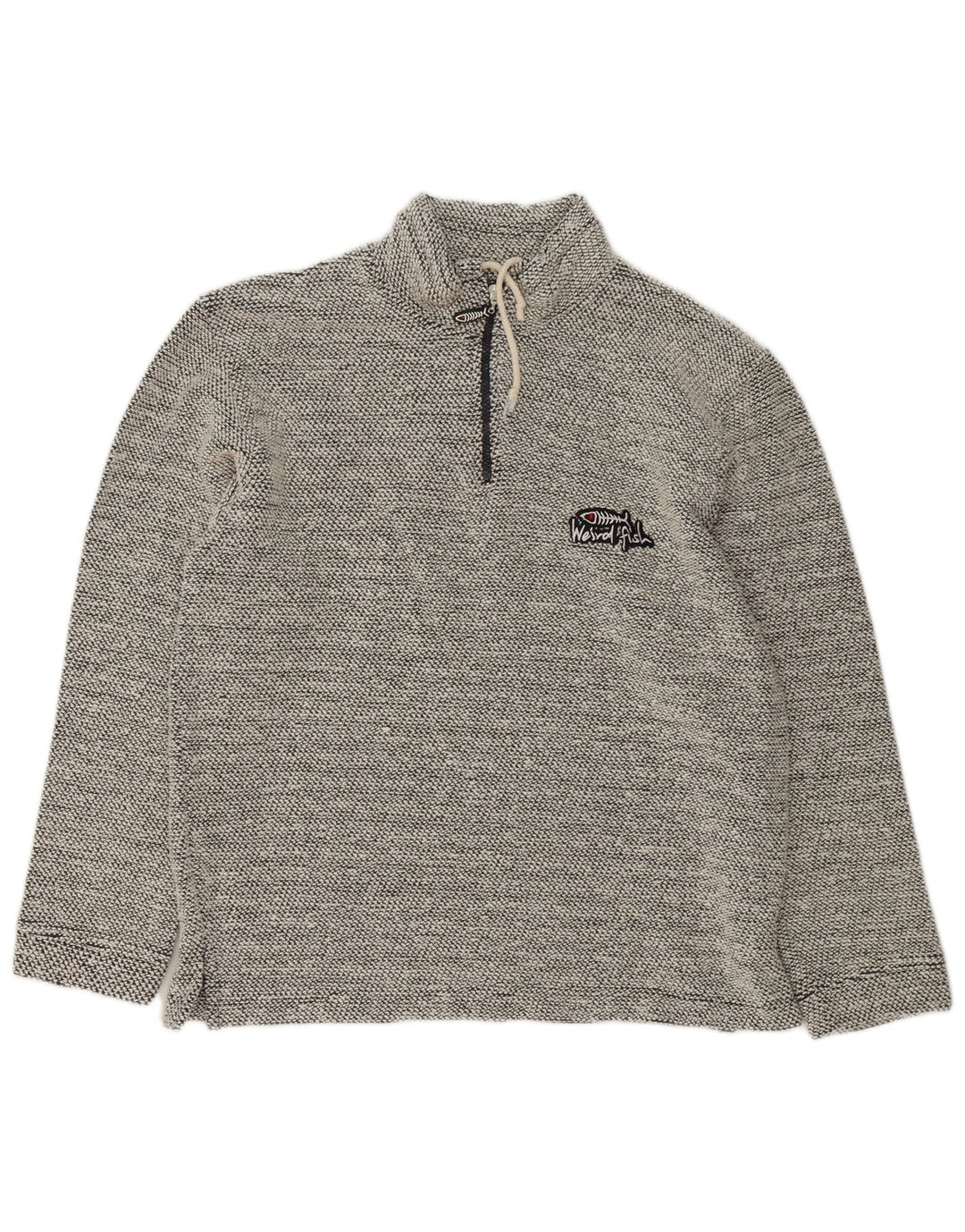 Weird Fish Sweat-shirt à col zippé pour homme Petit coton gris