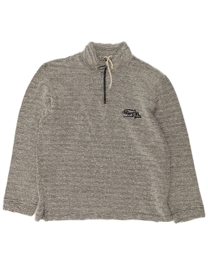 Weird Fish Sweat-shirt à col zippé pour homme Petit coton gris