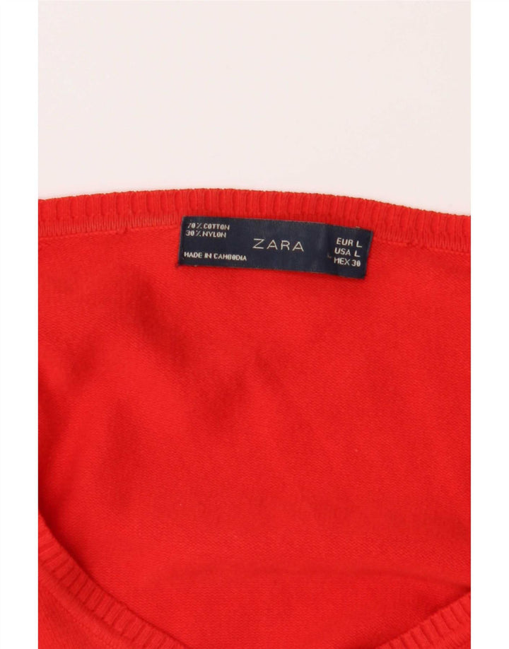 Zara Cardigan Femme Pull UK 14 Large Rouge