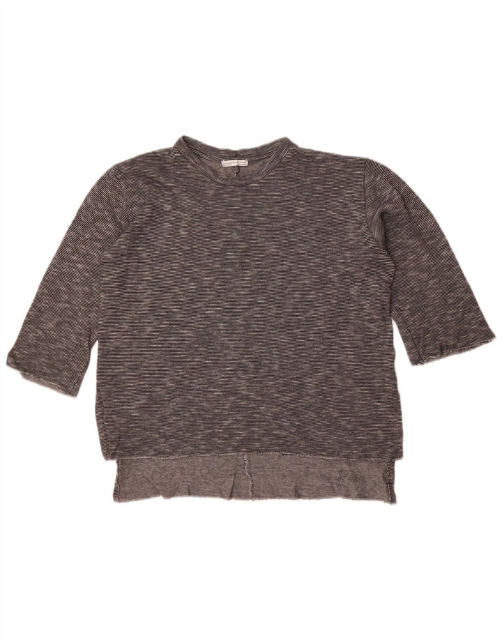 Zara Femme Top Manches 3/4 UK 14 Gris Moyen Moucheté