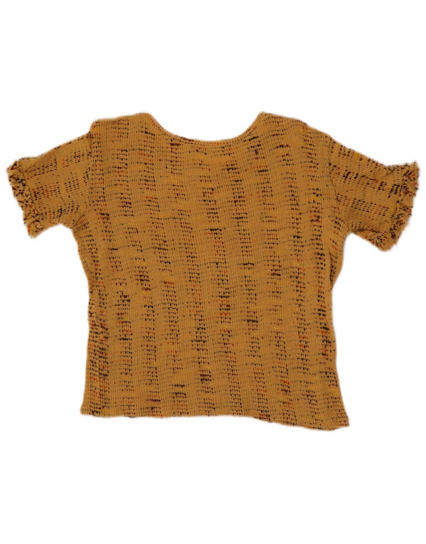 Zara Womens Crop Blouse Top UK 10 Petit Beige Rayé