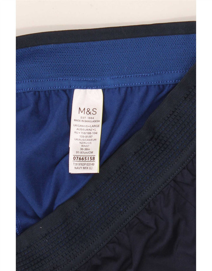 Marks & Spencer Short de sport pour homme en polyester bleu marine Taille L