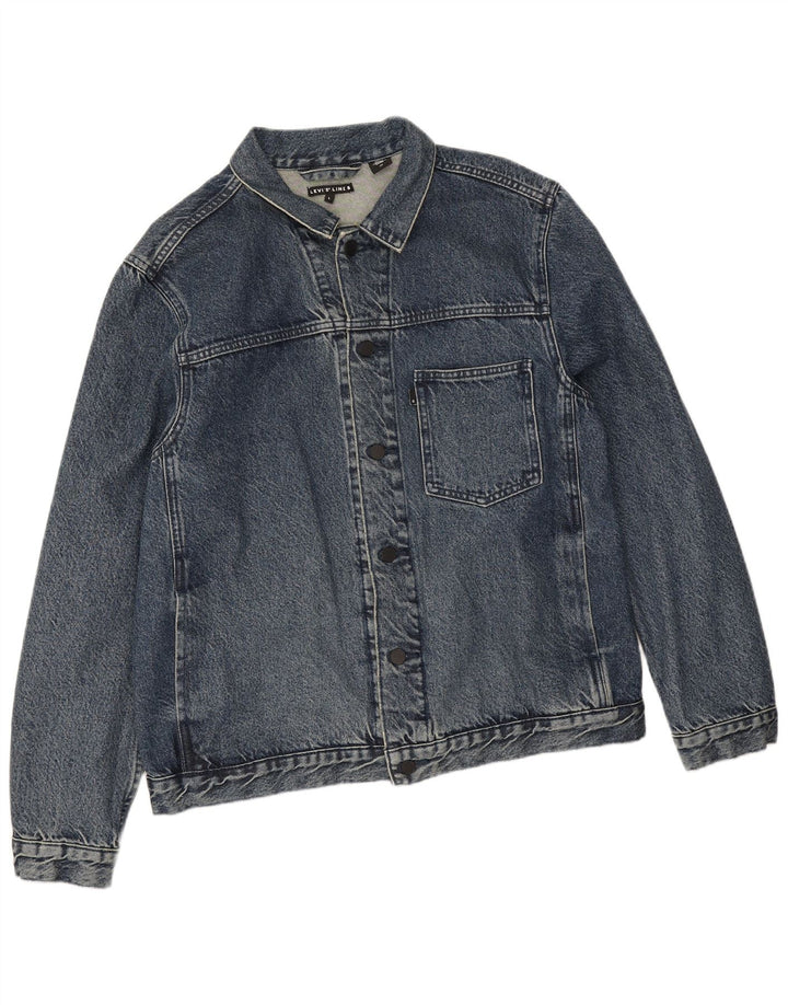 Levi's Veste en jean pour homme UK 40 Large Bleu marine Coton