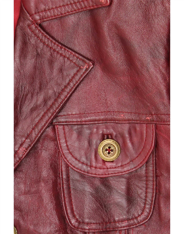 veste en cuir femme vintage UK 26 5XL Bourgogne