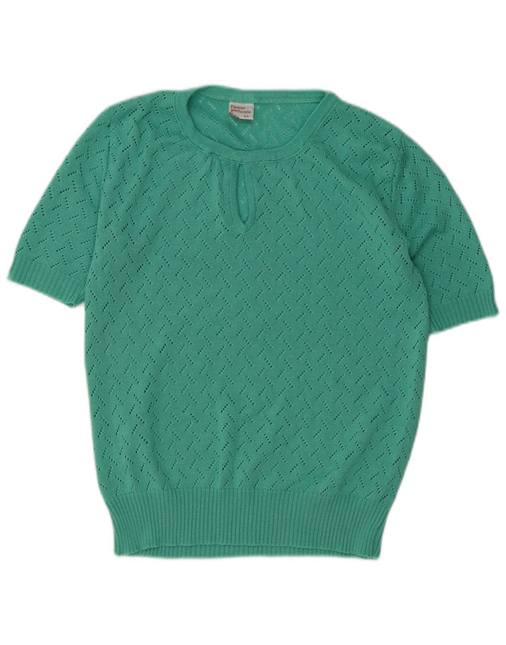 vintage Femme Crew Neck Jumper Pull IT 44 Moyen Vert Polyacrylique