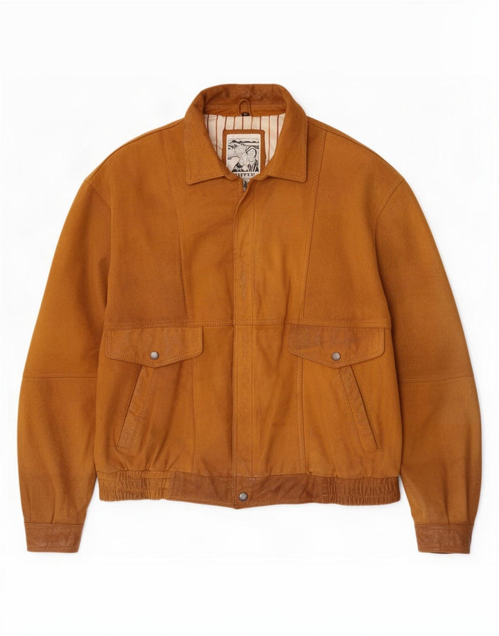 Trapper Veste Bomber en Daim pour Homme IT 50 Grand Cuir Marron