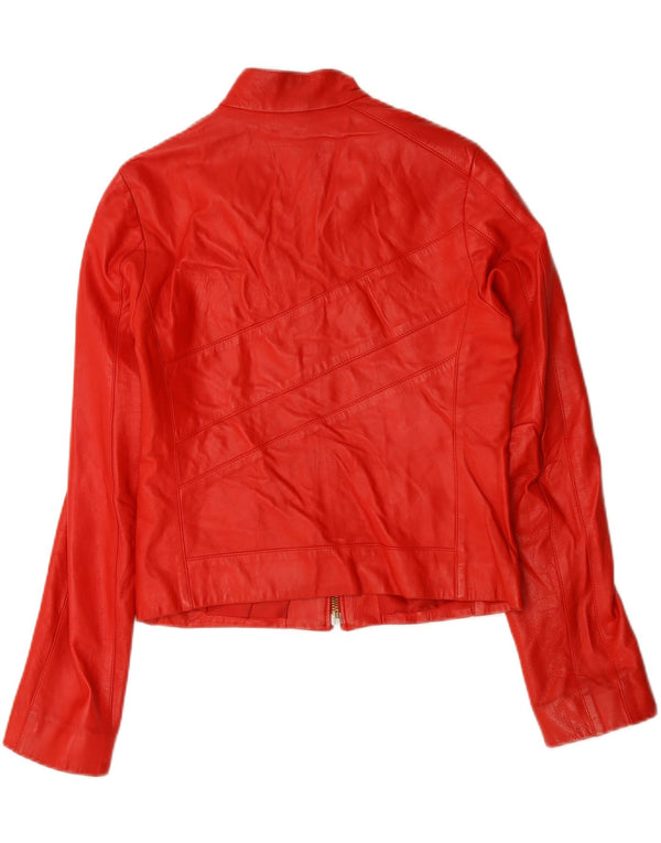veste de course en cuir femme vintage IT 44 cuir rouge moyen