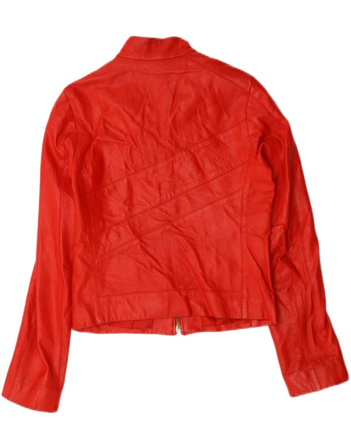 veste de course en cuir femme vintage IT 44 cuir rouge moyen