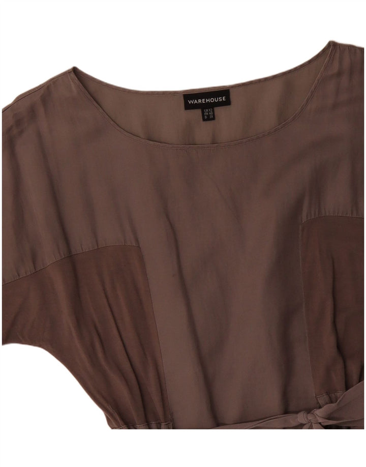 WAREHOUSE Robe longue chauve-souris pour femme UK 12 en coton color block gris moyen