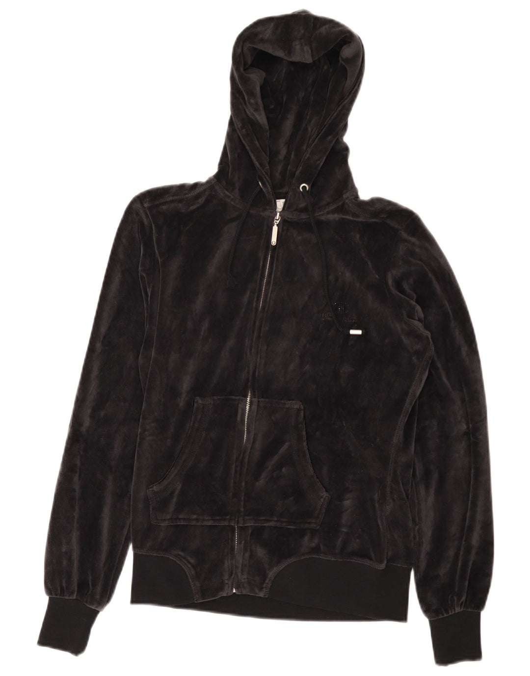 CHAMPION Pull à capuche zippé en velours Heritage Fit pour femme UK 10 Small Noir