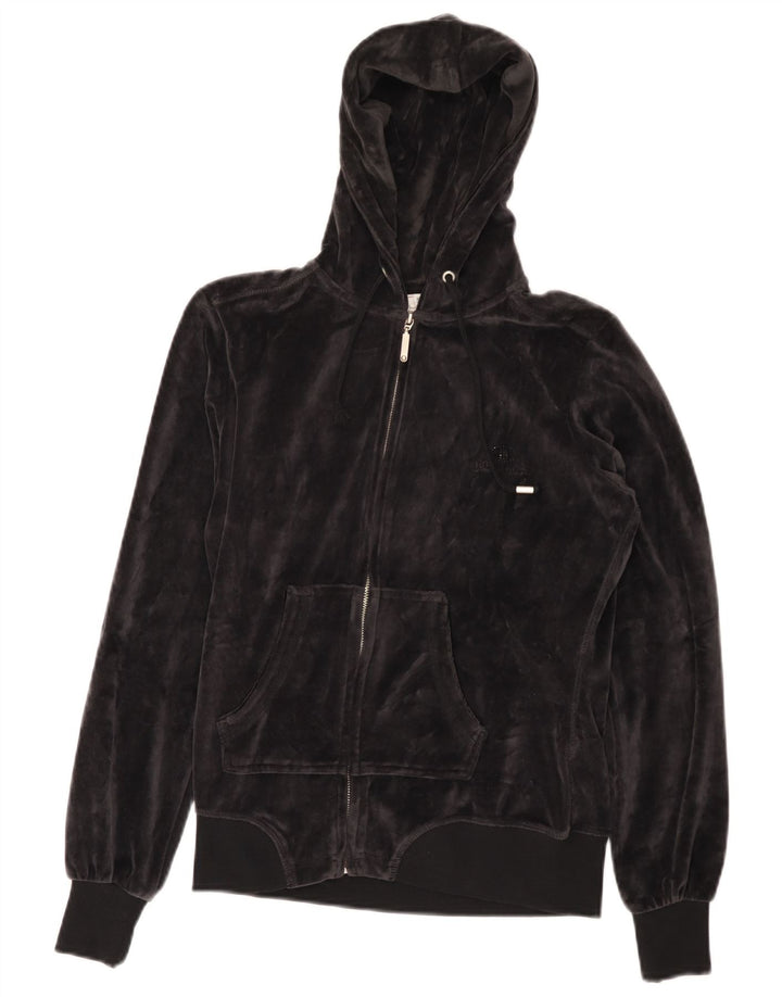 CHAMPION Pull à capuche zippé en velours Heritage Fit pour femme UK 10 Small Noir