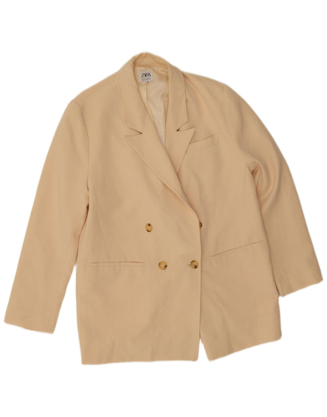 Zara Veste blazer croisée coupe ample pour femme UK 14 Beige moyen