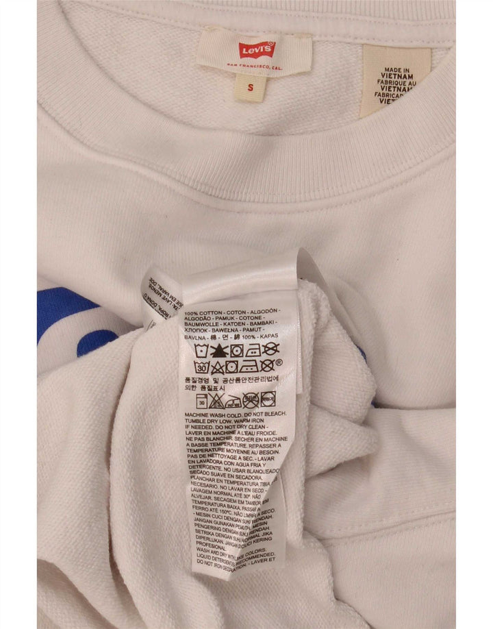 Levi's Sweat-shirt court surdimensionné pour femme UK 10 Petit Blanc